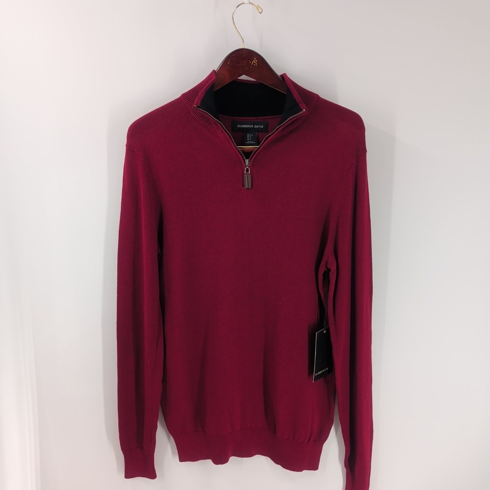Harrison Davis Quarter Zip Winter Classic Pullover Sweater Maroon Red Size S‎